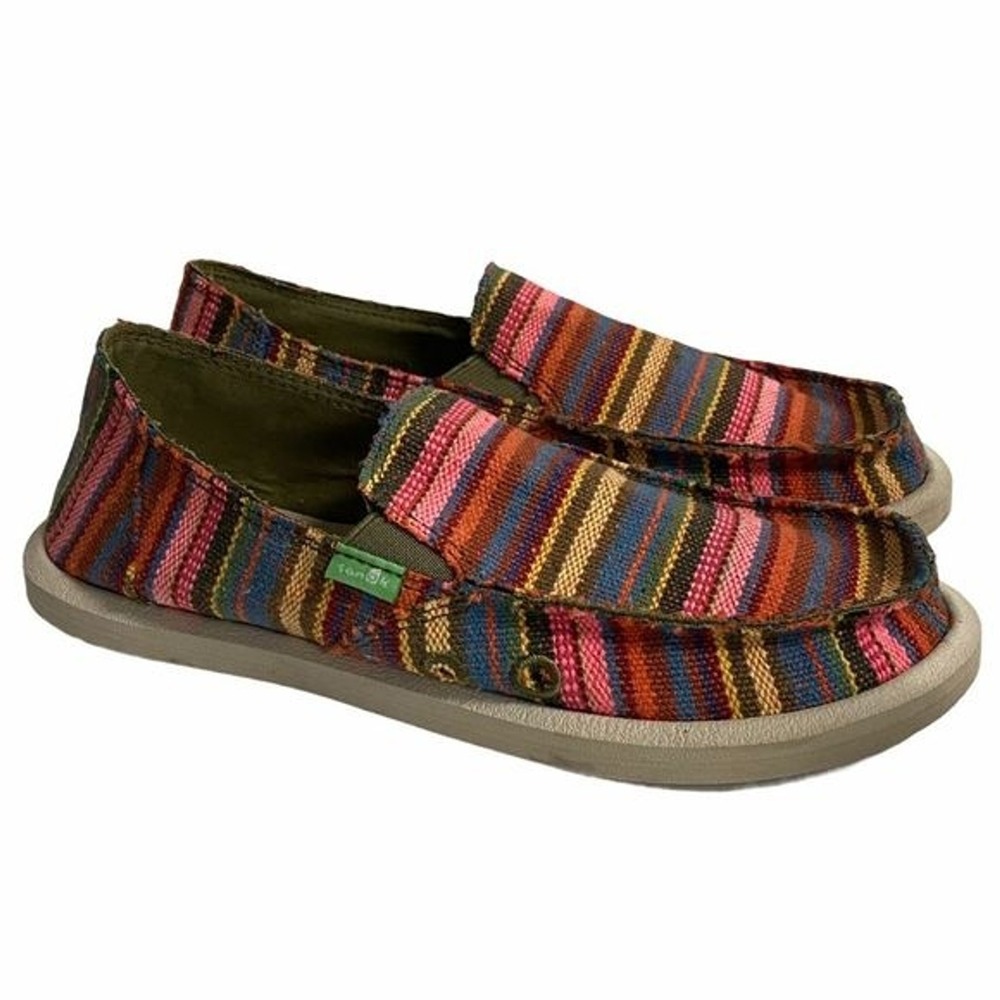 Sanuk Women's Sz 4 Multicolor Southwest Western Tribal Print Slip On Loafers